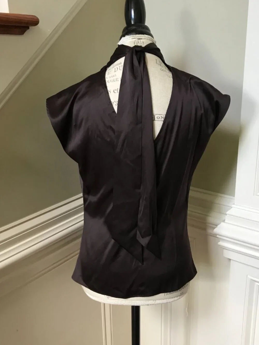 Veronica Beard Leilany Draped Top Shirt Blouse Womens 0 Brown Chocolate Silk - Picture 11 of 13